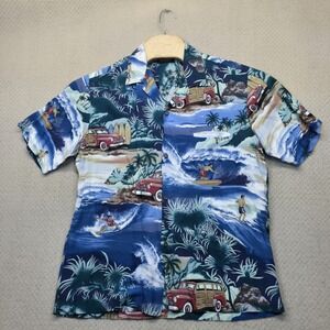 Paradise Bay Hawaiian Shirt Mens L Made in Hawaii‎ Woodie Car Surfer Aloha Rayon